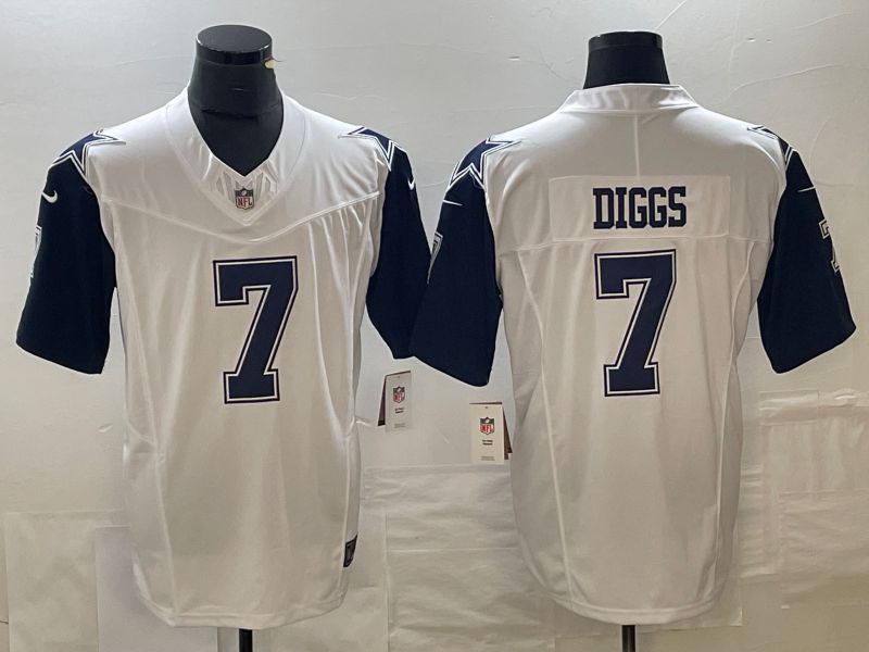 Men Dallas Cowboys 7 Diggs White Nike Vapor F.U.S.E. Limited NFL Jersey